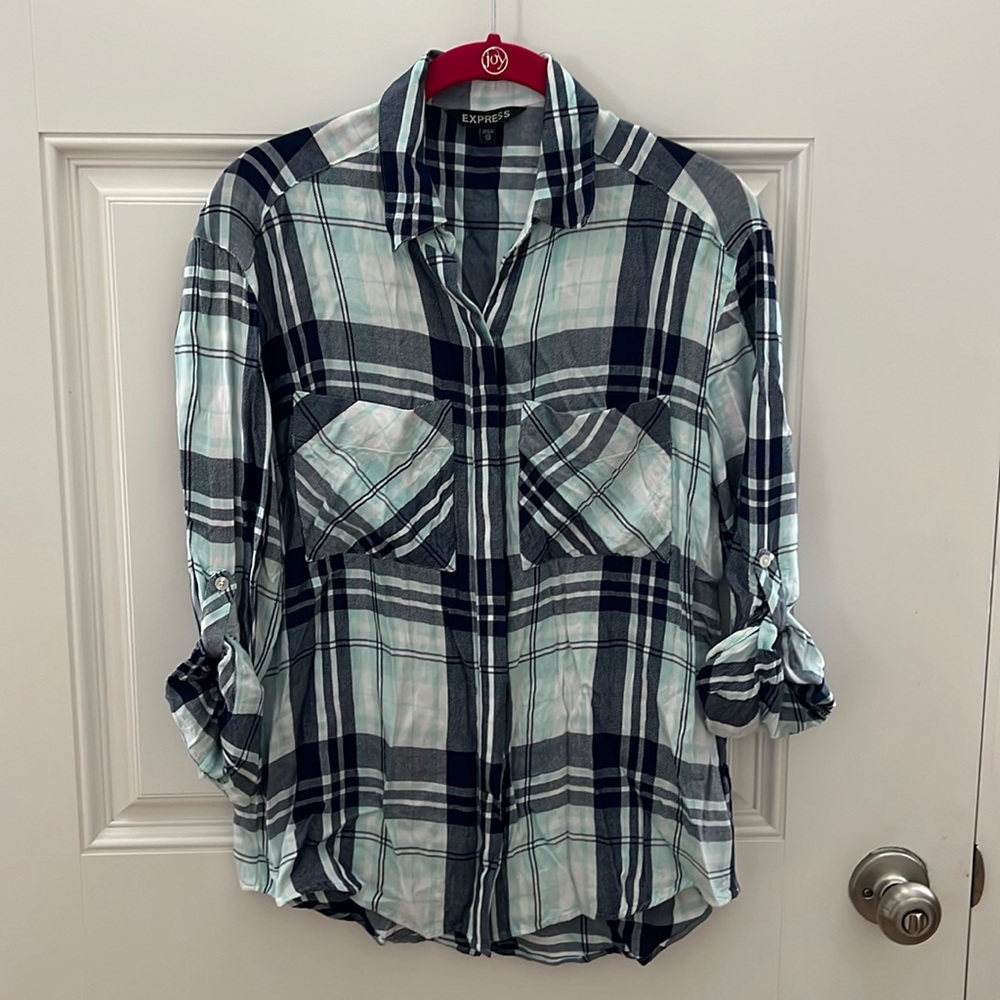 Express Plaid Button Down- Size XS